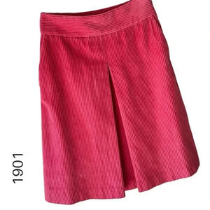 WIDE WALE COTTON CORDUROY SKIRT PINK PLEATED LINED POCKETS | SIZE: 2